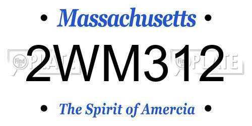 2WM312 Massachusetts License Plate