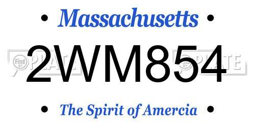 2WM854 Massachusetts License Plate