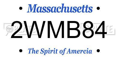 2WMB84 Massachusetts License Plate
