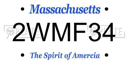 2WMF34 Massachusetts License Plate
