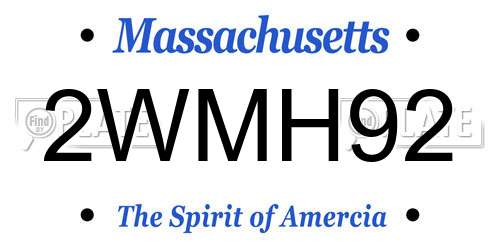 2WMH92 Massachusetts License Plate