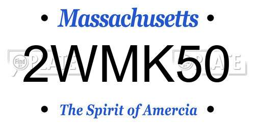 2WMK50 Massachusetts License Plate