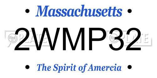 2WMP32 Massachusetts License Plate