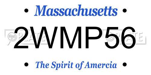 2WMP56 Massachusetts License Plate