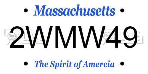 2WMW49 Massachusetts License Plate