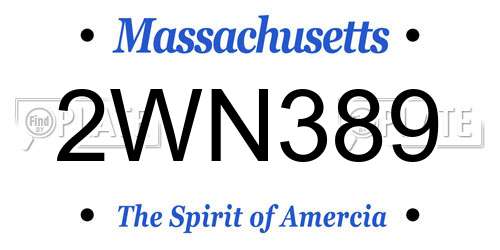 2WN389 Massachusetts License Plate