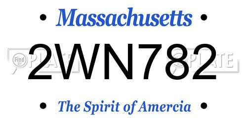 2WN782 Massachusetts License Plate