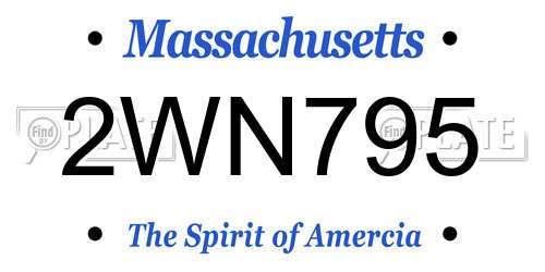 2WN795 Massachusetts License Plate