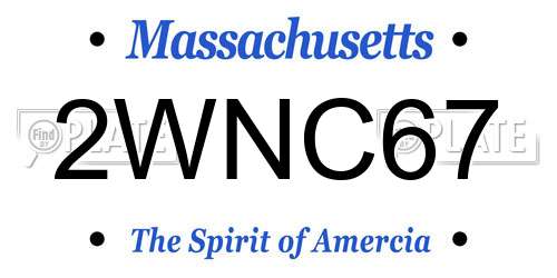 2WNC67 Massachusetts License Plate