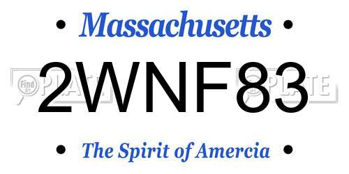 2WNF83 Massachusetts License Plate