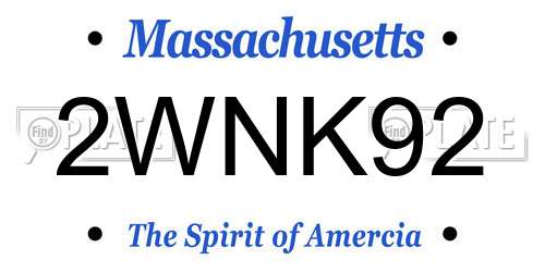 2WNK92 Massachusetts License Plate
