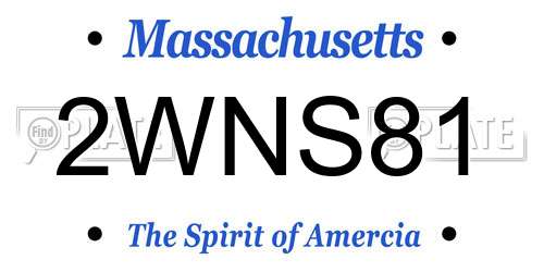 2WNS81 Massachusetts License Plate