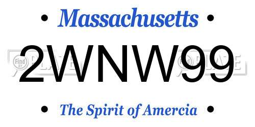 2WNW99 Massachusetts License Plate