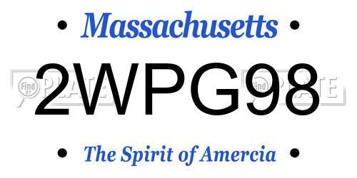 2WPG98 Massachusetts License Plate