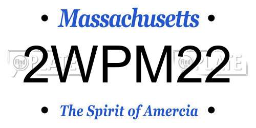 2WPM22 Massachusetts License Plate