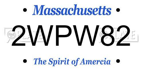 2WPW82 Massachusetts License Plate