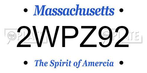 2WPZ92 Massachusetts License Plate