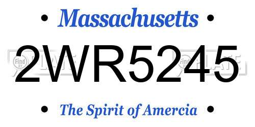 2WR5245 Massachusetts License Plate