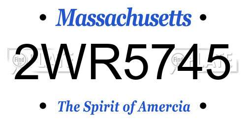 2WR5745 Massachusetts License Plate