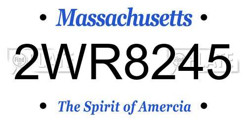 2WR8245 Massachusetts License Plate