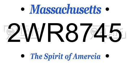 2WR8745 Massachusetts License Plate