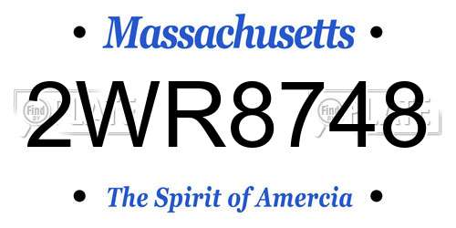 2WR8748 Massachusetts License Plate