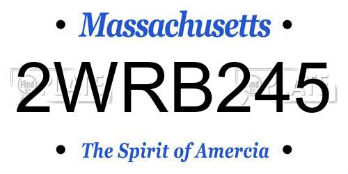 2WRB245 Massachusetts License Plate