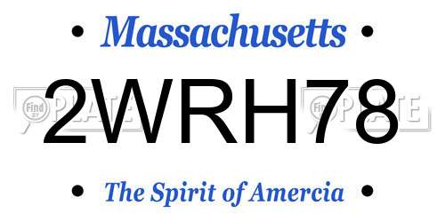 2WRH78 Massachusetts License Plate