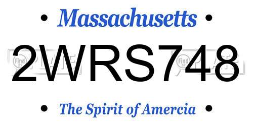 2WRS748 Massachusetts License Plate