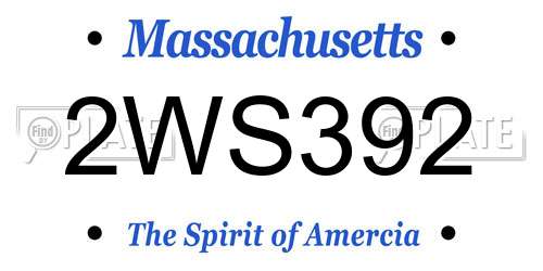 2WS392 Massachusetts License Plate