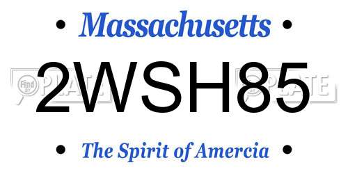 2WSH85 Massachusetts License Plate