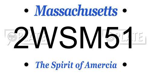 2WSM51 Massachusetts License Plate