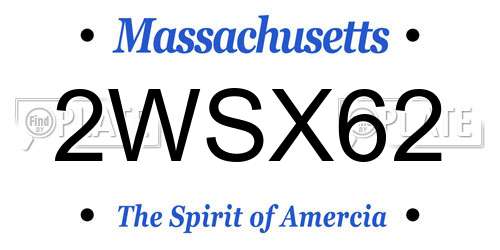 2WSX62 Massachusetts License Plate