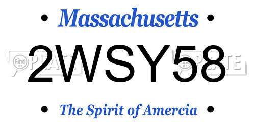 2WSY58 Massachusetts License Plate