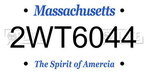 2WT6044 Massachusetts License Plate