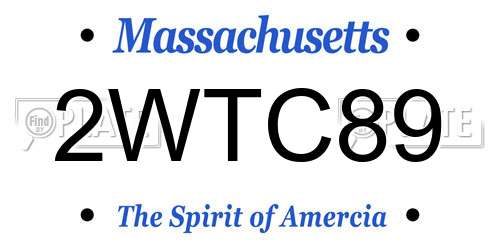 2WTC89 Massachusetts License Plate