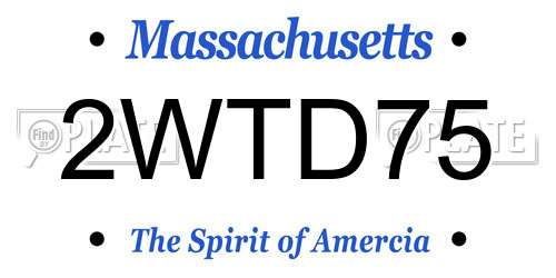 2WTD75 Massachusetts License Plate