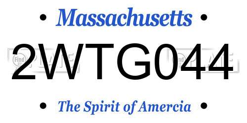 2WTG044 Massachusetts License Plate