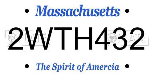 2WTH432 Massachusetts License Plate