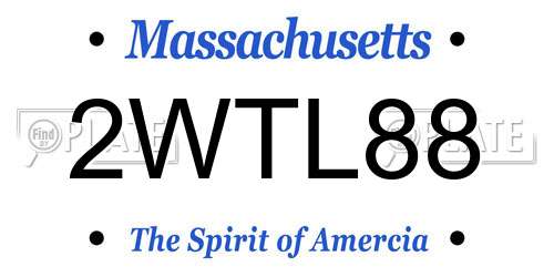 2WTL88 Massachusetts License Plate