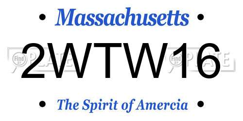 2WTW16 Massachusetts License Plate