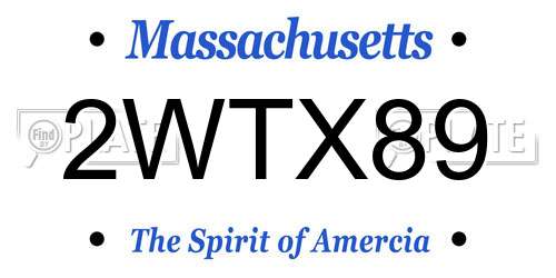 2WTX89 Massachusetts License Plate