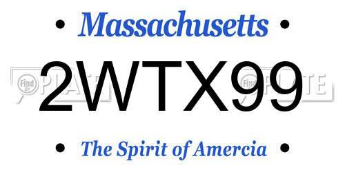 2WTX99 Massachusetts License Plate