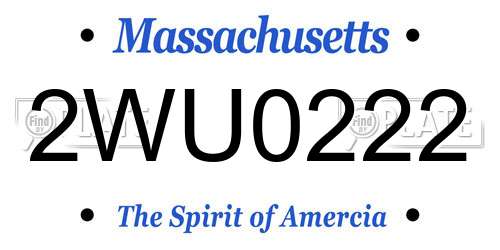 2WU0222 Massachusetts License Plate