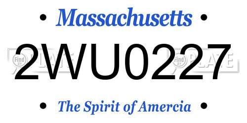 2WU0227 Massachusetts License Plate