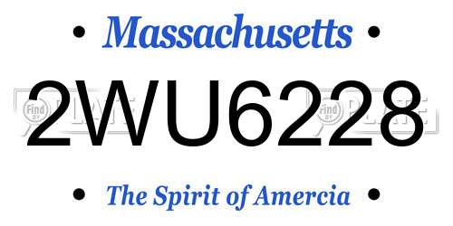 2WU6228 Massachusetts License Plate