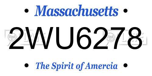 2WU6278 Massachusetts License Plate