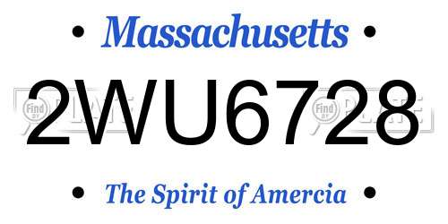 2WU6728 Massachusetts License Plate