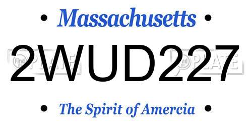 2WUD227 Massachusetts License Plate