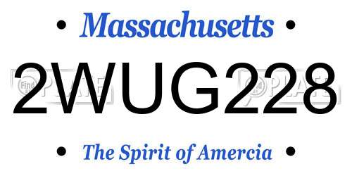 2WUG228 Massachusetts License Plate